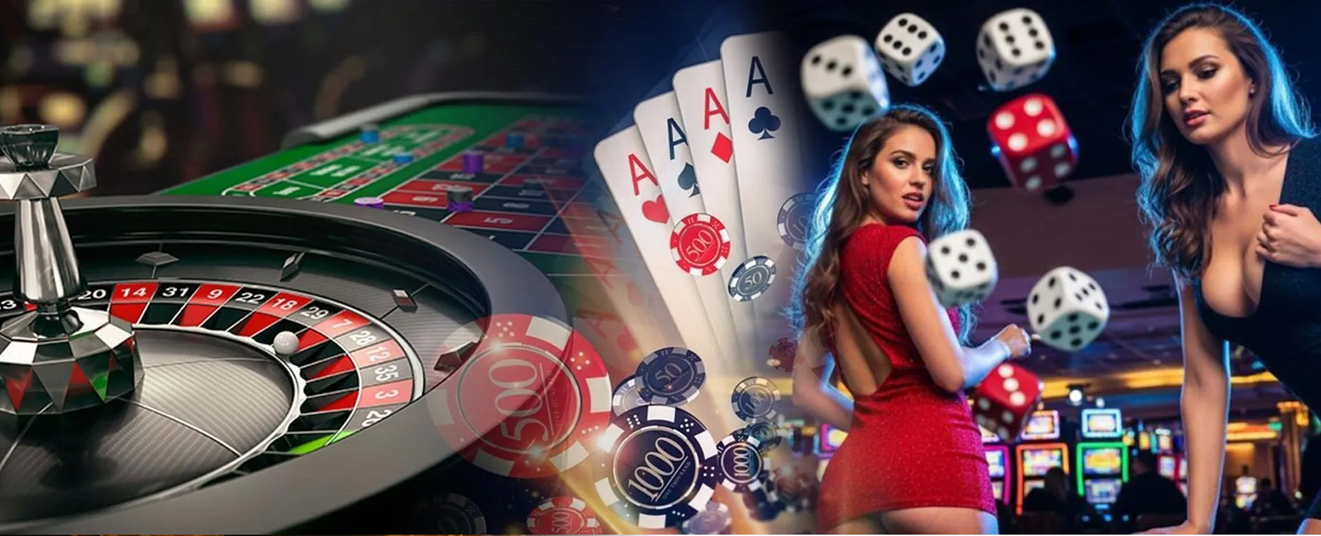 Dynamic Jiliok.com online casino background with vibrant lights and games